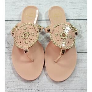 Jack Rogers Women’s Georgica Jelly Sandals Pink Gold Thong Flip Flops Size 7